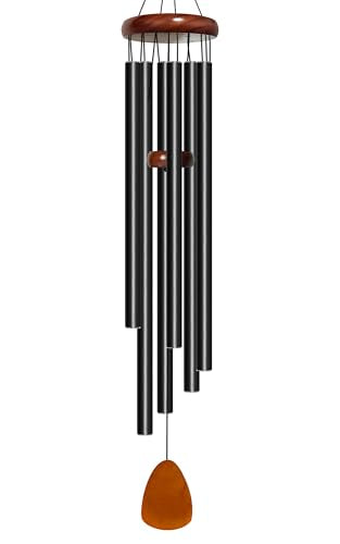 Bursvik 50" Aluminum Wind Chimes for Outside (Black), Patio Zen Decor Gift - color: Black, size: Classic 50" Deep Tone