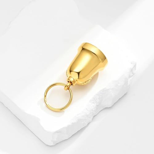 Eagle Love Cremation Keychain Bell Urn Necklaces for Ashes Keepsake Ash Pendant Memorial Urn Keychain Jewelry - color: B-gold