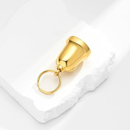 Eagle Love Cremation Keychain Bell Urn Necklaces for Ashes Keepsake Ash Pendant Memorial Urn Keychain Jewelry - color: B-gold
