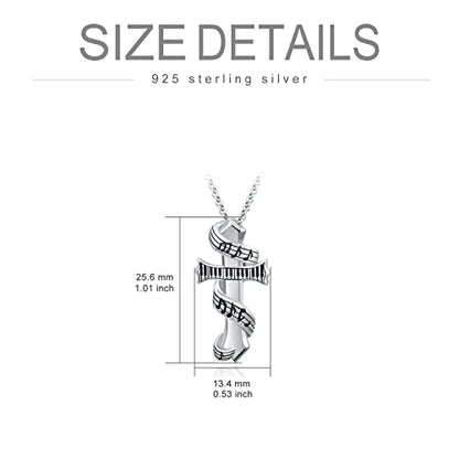 PELOVNY Urn Necklaces for Ashes of Loved Ones 925 Sterling Silver Personalized Heart Locket Urn Necklace Cremation Keepsake Memorial Jewelry Gifts for Women Men - color: Music Cross Urn