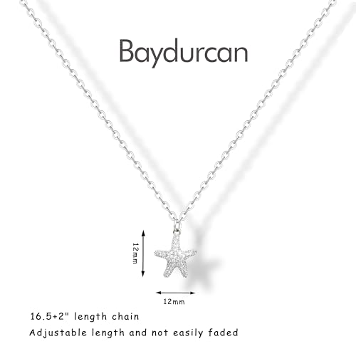Baydurcan Pendant Necklace for Women Friends Sister Birthday Christmas Gift | Silver Evil Eye Ankh Mary Friendship Dragonfly Hummingbird Snake Turtle Pendant Necklace for Her Just Because Gifts - style: Starfish