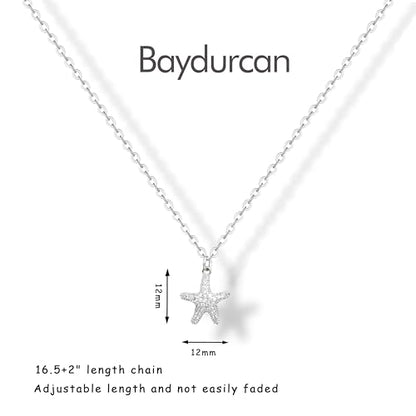 Baydurcan Pendant Necklace for Women Friends Sister Birthday Christmas Gift | Silver Evil Eye Ankh Mary Friendship Dragonfly Hummingbird Snake Turtle Pendant Necklace for Her Just Because Gifts - style: Starfish