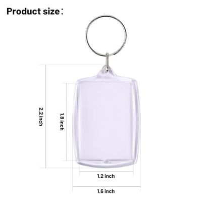 30pcs Pendant Picture Frame keychain, Clear Acrylic Photo Frame Keyring Holder, Make Your Own Personalized keychain Kit, Rectangle Blank Photo Insert Keychain for DIY Craft