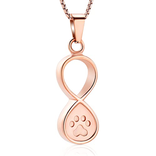 Oinsi Infinity Love Pet Cremation Jewelry for Ashes of Dog/Cat Funeral Keepsake Urn Necklace Pendant Memorial Jewellery - color: A-Rose Gold
