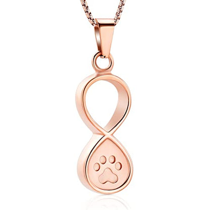 Oinsi Infinity Love Pet Cremation Jewelry for Ashes of Dog/Cat Funeral Keepsake Urn Necklace Pendant Memorial Jewellery - color: A-Rose Gold