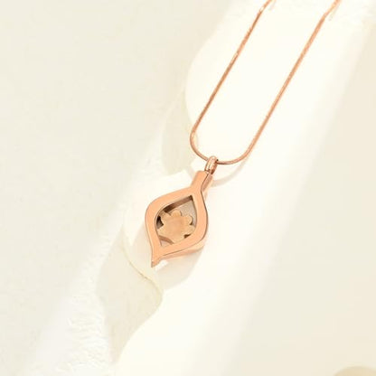 The Eye of My Heart Paw Print Urn Necklace for Ashes | stainless steel cremation jewelry, holds pet human ashes, paw print memorial urn pendant, leak-proof sealed design, unisex - color: Rose gold