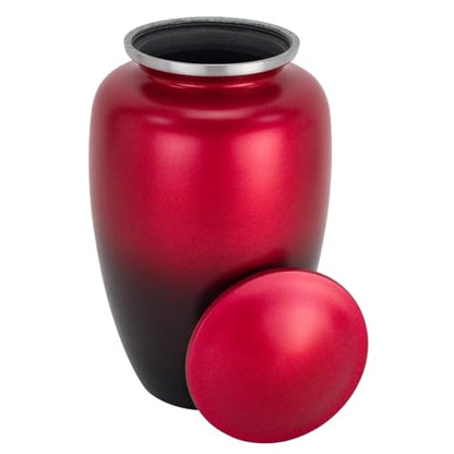 Sunset Red Aluminum Cremation Urn for Ashes, Aluminum, Red Urn, Adult Sized Cremation Urn, 10.5 Inches High - color: Red