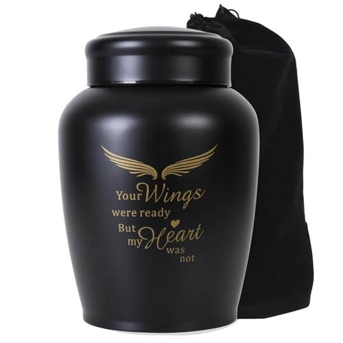 Large Cremation Urns for Ashes Adult Male/Female/Dad/Mom/Father | Black Angel Decorative Burial Urns for Human Ashes,Funeral Memorial Urn for Women and Men(Up to 180lbs) - size: Large,Black Angel