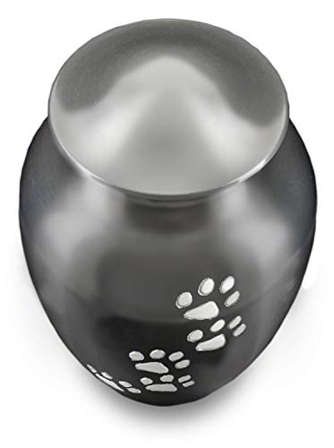 Ottillie Legacy Slate/Pewter/Vert Urn, up to 115lbs - color: Slate, Vertical Pewter Paws, size: Large