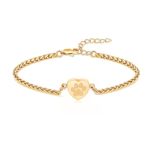 zeqingjw Cremation Heart Urn Bracelet for Pets Ashes Pet Paw Print Bangle for Dog Cat Ashes Stainless Steel Memorial Keepsake Urn Jewelry - color: Gold