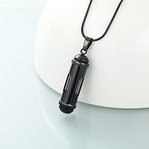 Imrsanl Glass Hourglass Urn Necklace Cremation Jewelry for Ashes - color: 1-Black