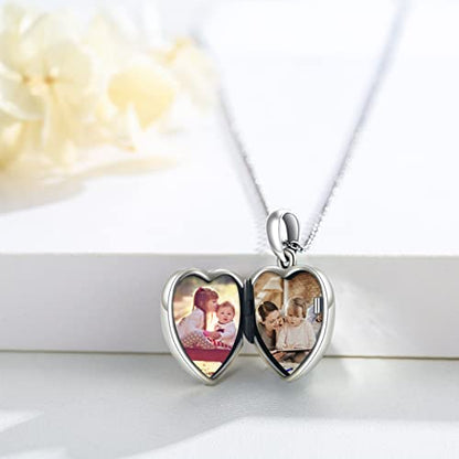 TUGHRA Locket Necklaces That Holds Picture Sterling Silver Elephant Locket Heart Pendant Necklace Photos Jewelry Gifts for Women Teen Mom Daughter - style: 01-Oxidation