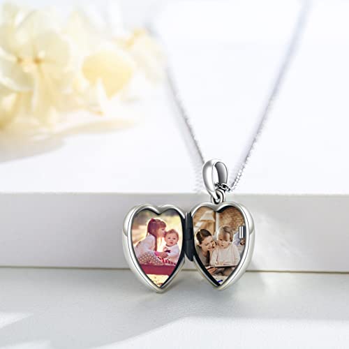 TUGHRA Locket Necklaces That Holds Picture Sterling Silver Elephant Locket Heart Pendant Necklace Photos Jewelry Gifts for Women Teen Mom Daughter - style: 01-Oxidation