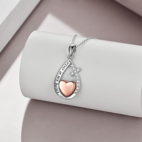 Heart/Cross/Infinity Moonstone Urn Necklace for ashes for Women Sterling Silver Dainty Cremation Jewelry Trendy Ashes Keepsake Memorial Gift for Mother/Grandma/Sister/Husband - style: Teardrop Love 2