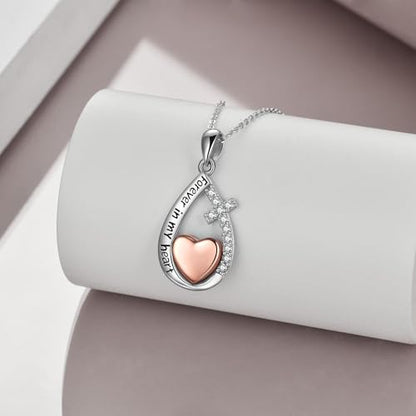 Heart/Cross/Infinity Moonstone Urn Necklace for ashes for Women Sterling Silver Dainty Cremation Jewelry Trendy Ashes Keepsake Memorial Gift for Mother/Grandma/Sister/Husband - style: Teardrop Love 2
