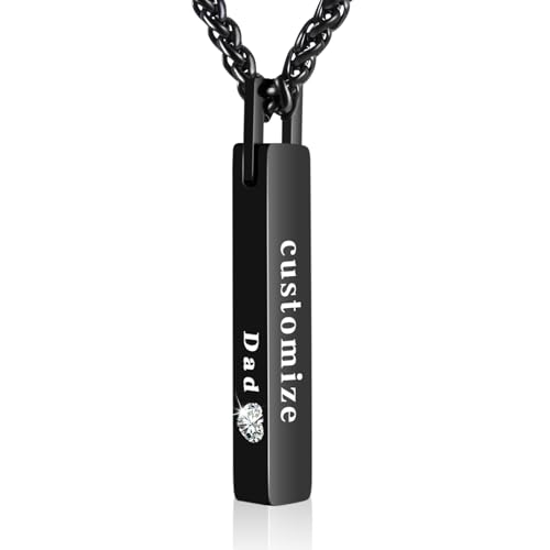 Dletay Urn Necklace for Ashes Stainless Steel Cremation Jewelry for Ashes Memorial Ash Necklace for Men Women Ash Holder Black - color: Dad-Black, style: Customize