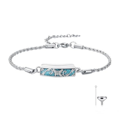 YYB Urn Bracelet for Ashes Hummingbird/Dragonfly/Butterfly/Sunflower Turquoise Locket Bracelet Cremation Memorial Jewelry Mothers Day Gifts for Women - color: Butterfly
