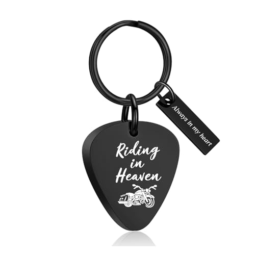 zeqingjw Urn Necklace for Ashes Motorcycle Cremation Urn Pendant Riding in Heaven Memorial Ash Keepsake Cremation Jewelry for Men Women - color: Black-Keychain
