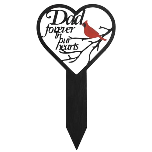 Framendino, Memorial Grave Markers for Dad Metal Heart Plaques Cardinals Garden Stake Outdoors Decorations