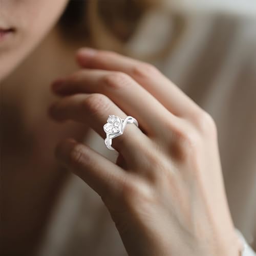 Urn Ring for Ashes Sterling Silver Urn Ring Keepsake Memorial Jewelry Gifts for Women - color: rose heart