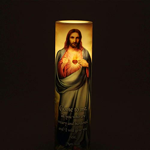 Sacred Heart of Jesus LED Flameless Devotional Prayer Candle