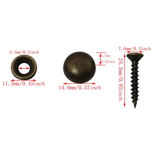 8pcs Pure Brass Decorative Screws with Caps Used as Mirror Screw Mirror Fixing Screws Cover Self-Tapping Screws (15mm, Bronze) - size: 15mm x [Length] x [Pitch]