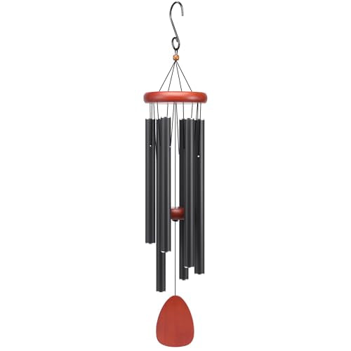 Classic Black Wind Chimes for Outside Soothing Melodic Wind Chime 37" to Create a Zen Atmosphere. Sympathy/Memorial Gift, Indoor Outdoor Garden Patio Decoration - size: Black 37''