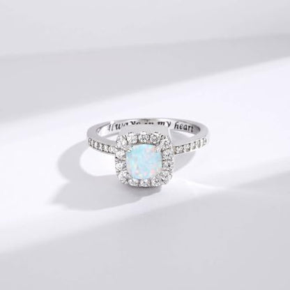 925 Sterling Silver Cremation Urn Ring for Women Memorial Ashes Keepsake Jewelry to Honor Loved Ones - color: White opal
