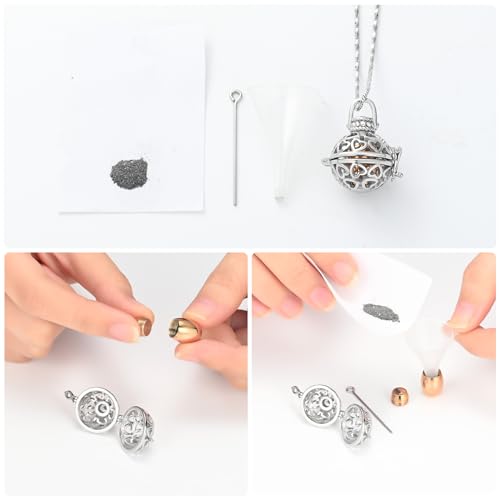 Yinplsmemory Cremation Jewelry Urn Necklace for Ashes with Mini Keepsake Jar - color: Silver&rose gold