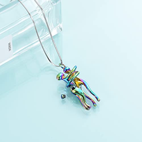 Cremation Jewelry with Angel Lady Stainless Steel Urn Necklace Pendant Memorial Ashes Keepsake for Women Girls, Filling Kit Included - color: Couple-Customize