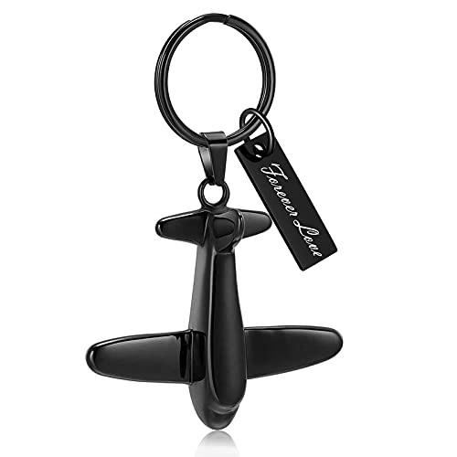Minicremation Cremation Jewelry Urn Keychain for Ashes Airplane Memorial Urn Pendant for Human Pet's Keepsake Key Chain - color: Customize