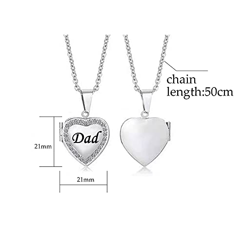 KunBead Women's Love Heart Photo Locket Necklace with Picture inside Jewelry Pendant Necklace for Auntie Friend Dad Daughter Granddaughter Nana Sister Wife Mom Grandma - style: Dad