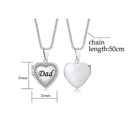 KunBead Women's Love Heart Photo Locket Necklace with Picture inside Jewelry Pendant Necklace for Auntie Friend Dad Daughter Granddaughter Nana Sister Wife Mom Grandma - style: Dad