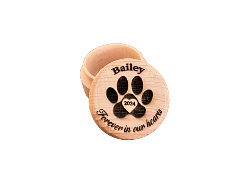 Personalized Memorial Keepsake Box for Pet Ashes and Fur, Custom Name and Date - Pet Paw Engraving Dog Cat Hair Ashes Container Memorial Urn Pet Loss Sympathy Gifts for Pet Lovers Friends - color: Brown