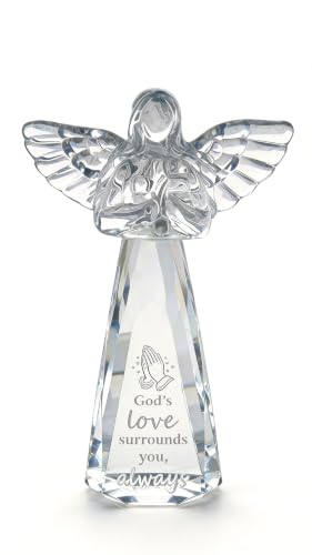 Christian Gifts for Women - Engraved Crystal Angel | 6" Inspirational Spiritual Keepsake, Religious Encouragement Gift for Her Birthday Christmas (God's Love surrounds You) - color: God's Love Surrounds You