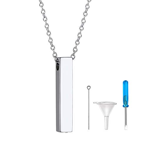 GOLDCHIC JEWELRY Urn Necklaces for Ashes, Stainless Steel Pet/Cross/Birthstone/Tree of Life Personalized Keepsake Memorial Jewelry for Women - color: Cube - 316L Stainless Steel, style: No Engraving
