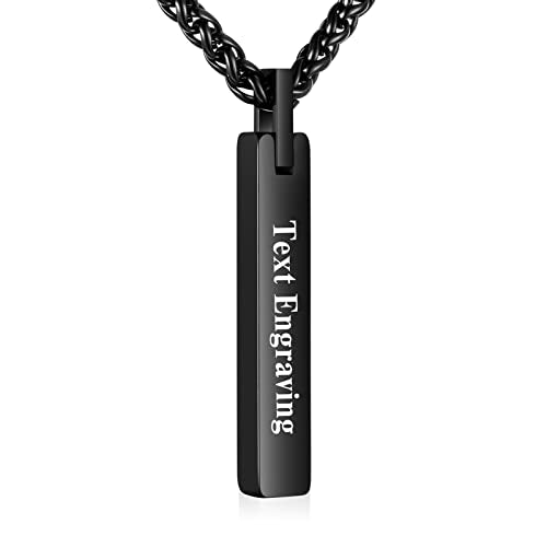 Dletay Urn Necklace for Ashes Stainless Steel Cremation Jewelry for Ashes Memorial Ash Necklace for Men Women Ash Holder Black - color: Black, style: Customize