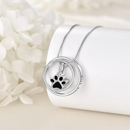 ONEFINITY Urn Necklace for Ashes 18k White Gold Plated Sunflower/Paw Print/Opal Urn Locket Necklace Cremation Jewelry Memorial Keepsake Jewelry Gifts for Women - style: Paw Print