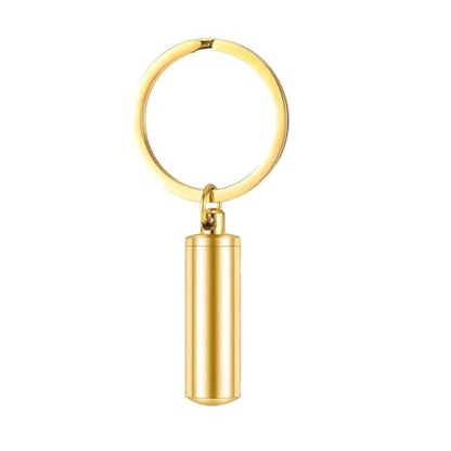 Cremation Jewelry for Pet Ashes Cylinder Urn Keyring Customize Memorial Locket Keepsake Keychain for Ash Holder - color: Gold