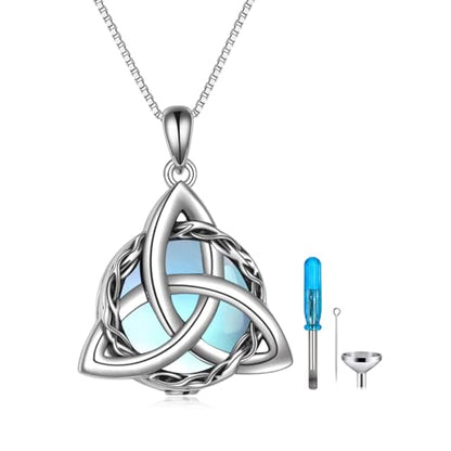 WINNICACA Celtic Knot Necklace 925 Sterling Silver Celtic Pendant Irish Urn Necklace Jewelry Birthday Anniversary Valentine's Day Gifts for Her Women Wife Girlfriend Daughter - style: 2-Celtic Knot Urn Necklace(Moonstone)