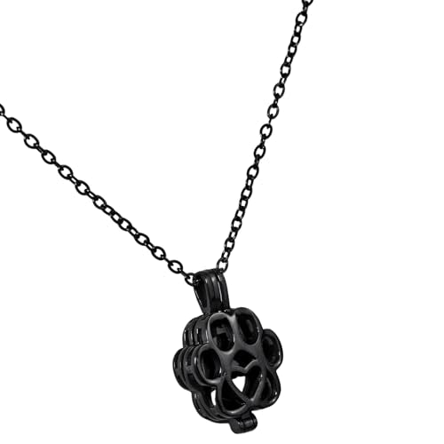 Paw Print Heart Pet Ashes Memorial Necklace with Mini Inner Box-Black | Pet Cremation Jewelry for Ashes, Cremation Urn Jewelry to Hold Dog & Cat Ashes Pendant with Box Filling Tools - color: Black