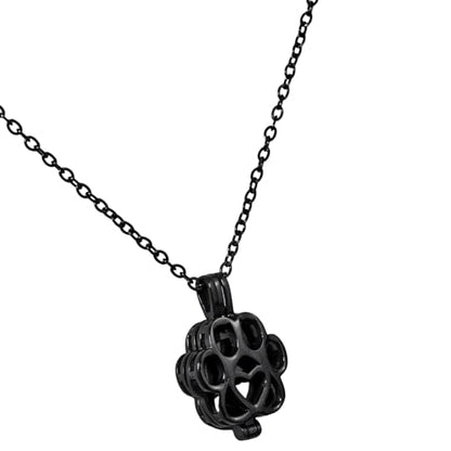 Paw Print Heart Pet Ashes Memorial Necklace with Mini Inner Box-Black | Pet Cremation Jewelry for Ashes, Cremation Urn Jewelry to Hold Dog & Cat Ashes Pendant with Box Filling Tools - color: Black