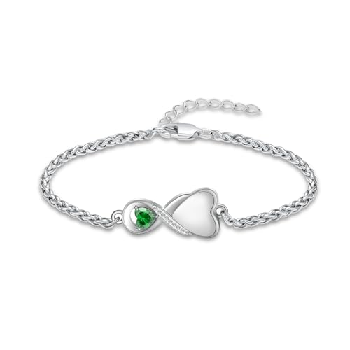 shajwo Cremation Jewelry Infinity Heart Urn Bracelet for Women | Human Ashes, Adjustable, Memorial Keepsake, Link Bracelet - color: Green