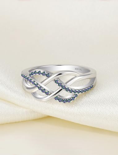 YL Celtic Knot Rings 925 Sterling Silver Twisted Knot Ring Birthstone Infinity Statement Jewelry for Women-size5 - color: 06-alexandrite-Jun