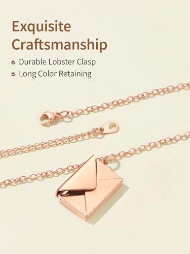 FindChic Locket Necklace for Women Custom Photo Memorial Gifts Multi-Shaped - color: Rose-Envelope