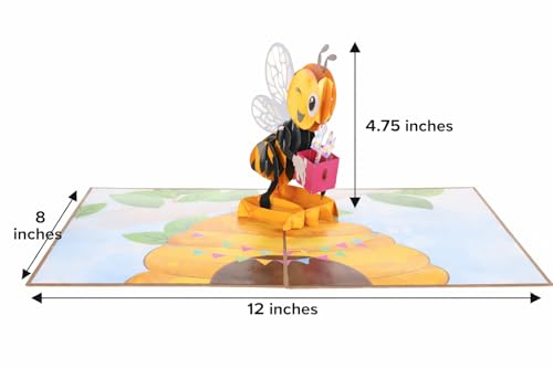 iGifts And Cards Happy Bee-Day 3D Pop-Up Card - Funny Birthday Present 6x8 | Honey Bee Design, Beehive Theme, Thinking of You, Mother's Day Greeting, Wife, Spouse, Valentine's Keepsake, Fun Celebration - color: Birthday Bee