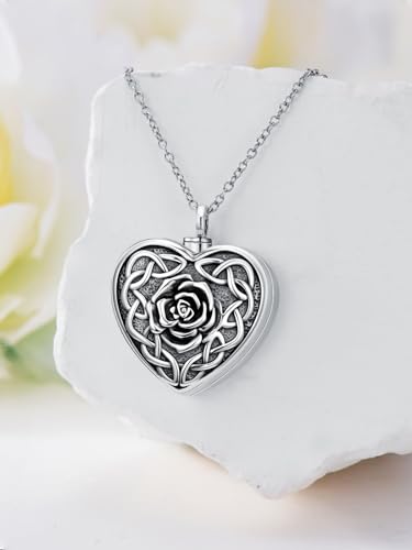 Dorunmo Personalized Locket Urn Necklace 925 Sterling Silver Pictures Photo Keep Someone Near to You Custom Lockets Jewelry Letters Engraving for Women - color: L-Rose, style: Locket+Photo+Text