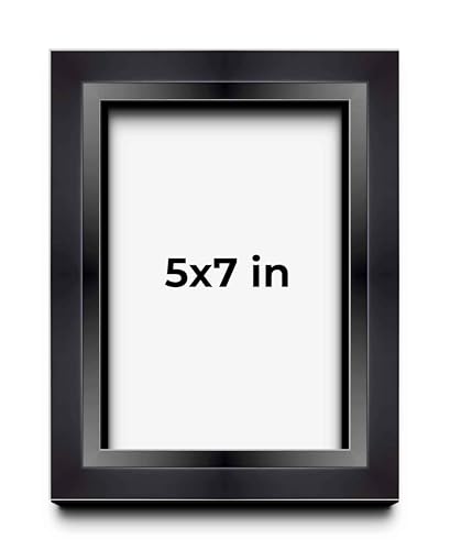 5x7 Inch Shadow Box Black Beveled Display Frame | 1.5 Inches Deep | 1 Inch Wide Moulding | Includes Shatter Resistant Acrylic Plexiglas, Acid-Free Backing and Hanging Hardware - size: 5x7