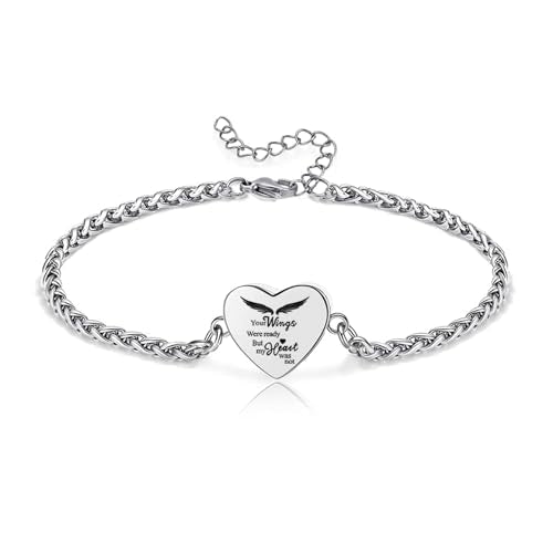 RIPFEVURN Heart Cremation Jewelry Urn Bracelet for Ashes for Women Memorial Ashes Keepsake Link Bracelet - color: 1pc-your wings