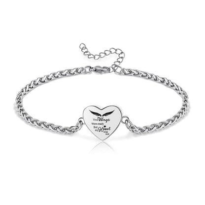 RIPFEVURN Heart Cremation Jewelry Urn Bracelet for Ashes for Women Memorial Ashes Keepsake Link Bracelet - color: 1pc-your wings